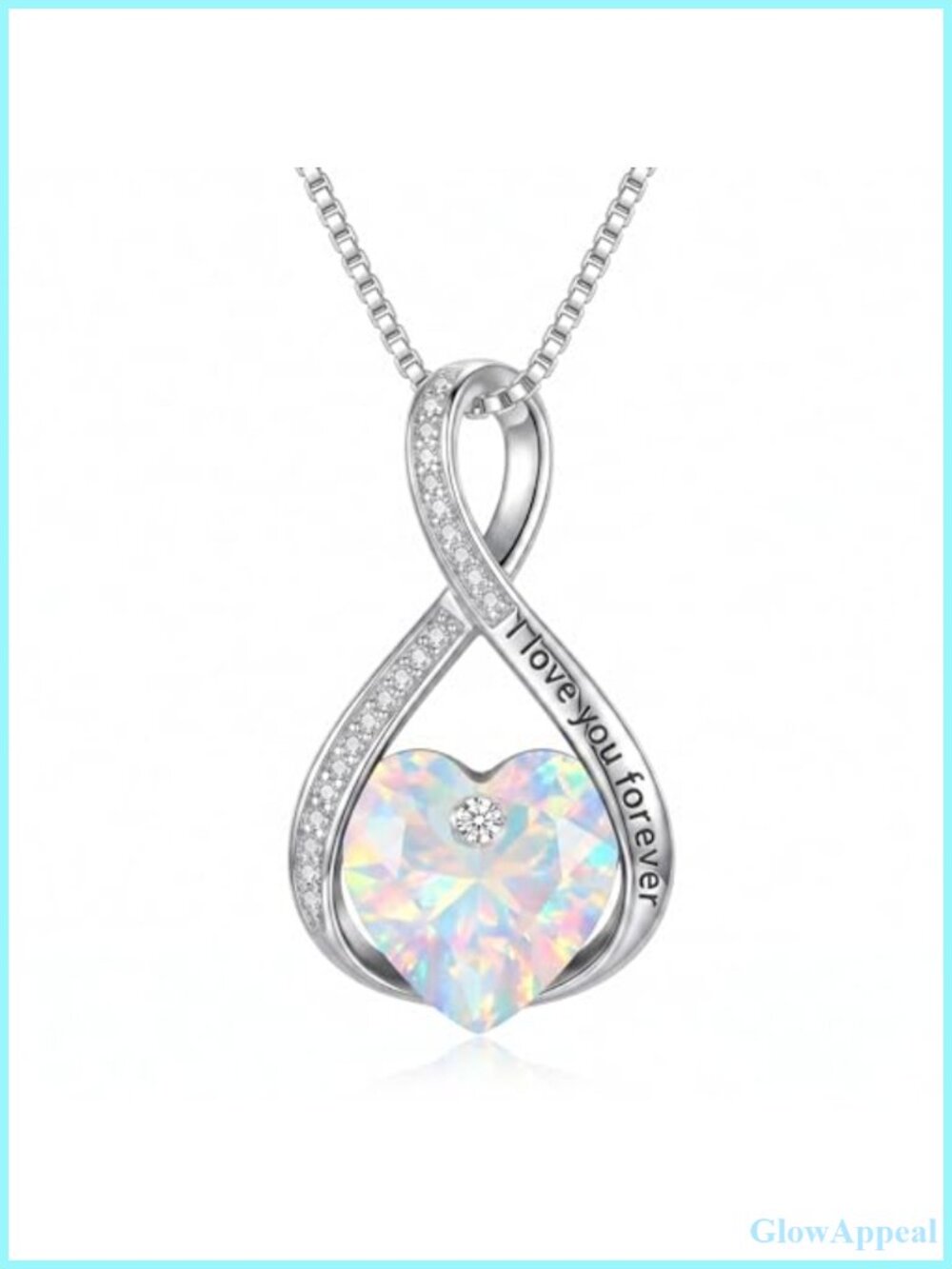 Infinity Heart Pendant Necklace I Love You Forever Austrian Crystal